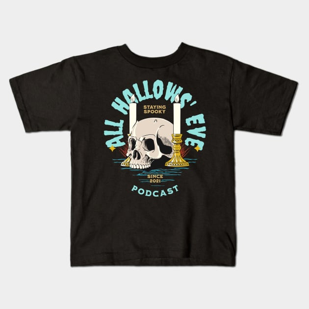 Skull and Candles Kids T-Shirt by All Hallows Eve Podcast 